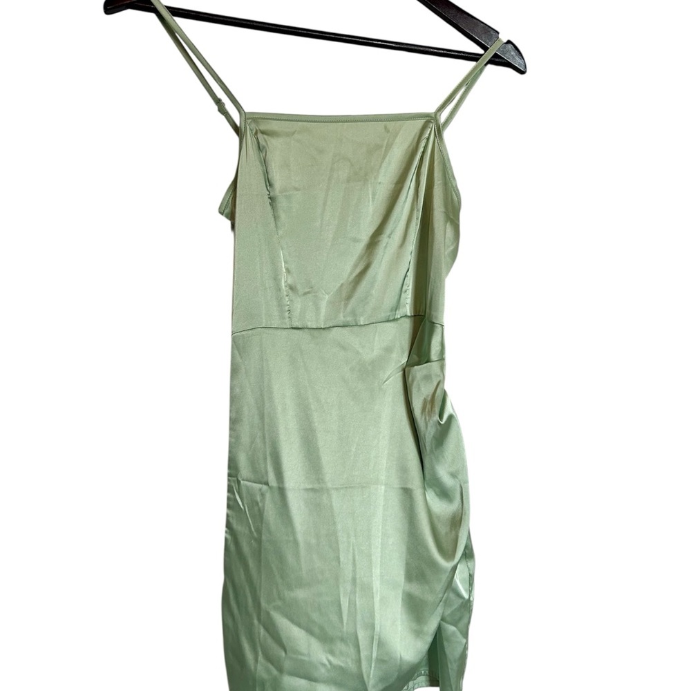 Elegant Green Satin Slip Dress